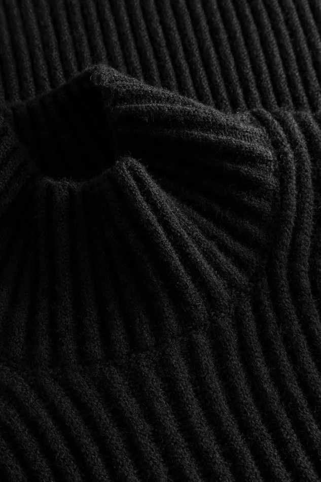 Men Norse Projects Knitwear Hybrid Rib Mock Neck Stretch Wool Black