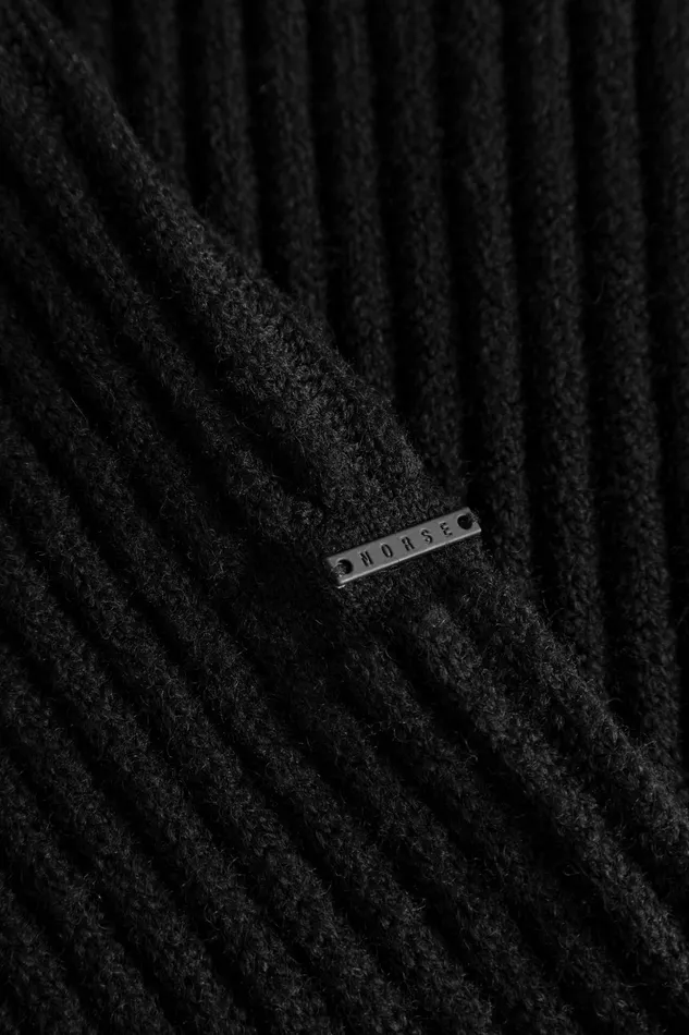 Men Norse Projects Knitwear Hybrid Rib Mock Neck Stretch Wool Black