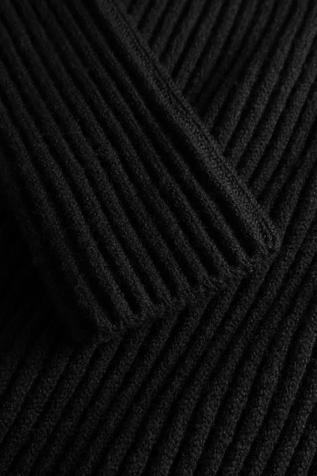 Men Norse Projects Knitwear Hybrid Rib Mock Neck Stretch Wool Black