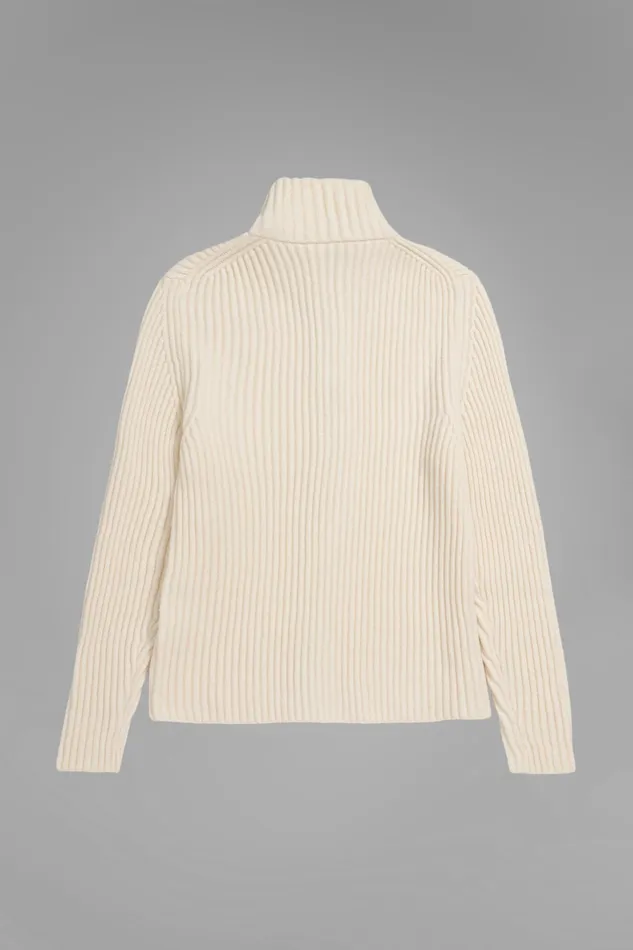 Men Norse Projects Knitwear Hybrid Rib Zip Jacket Stretch Wool Ecru