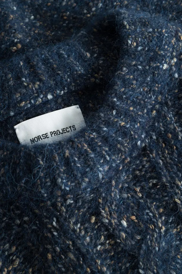 Men Norse Projects Knitwear Ivar Cotton Alpaca Cable Sweater Dark Navy