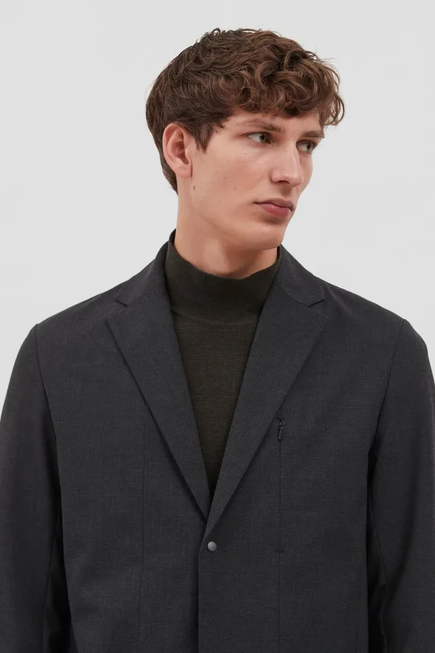Men Norse Projects Outerwear Emil Cordura Tech Wool Blazer Charcoal Melange