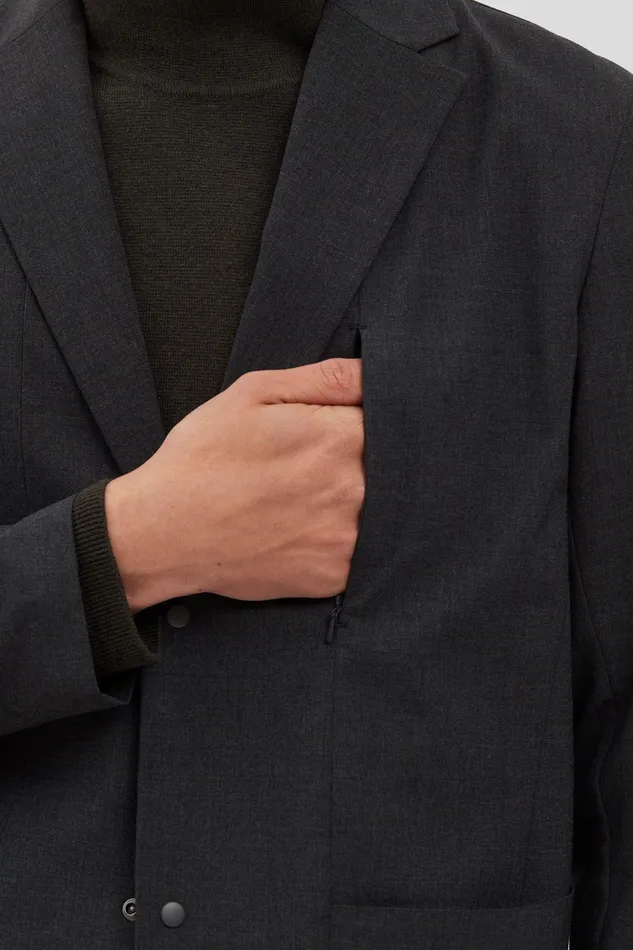 Men Norse Projects Outerwear Emil Cordura Tech Wool Blazer Charcoal Melange