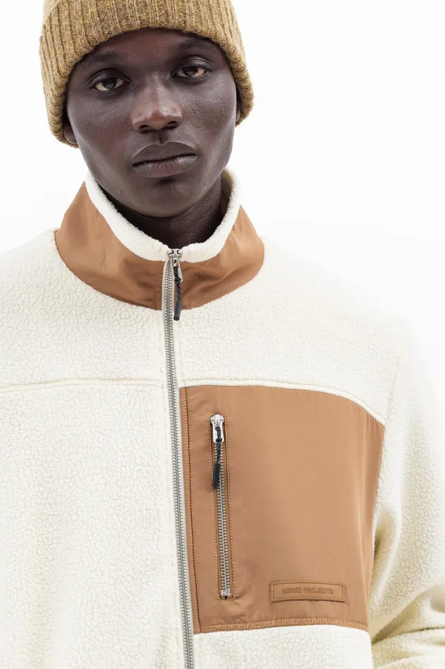 Men Norse Projects Outerwear Frederik Fleece Full Zip Jacket Ecru