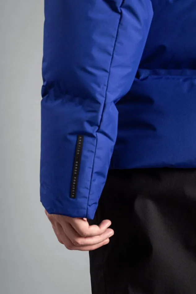 Men Norse Projects Outerwear Stand Collar Short Down Jacket Pertex Shield Cobalt Blue