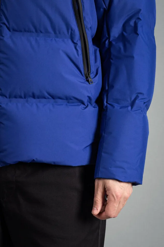 Men Norse Projects Outerwear Stand Collar Short Down Jacket Pertex Shield Cobalt Blue
