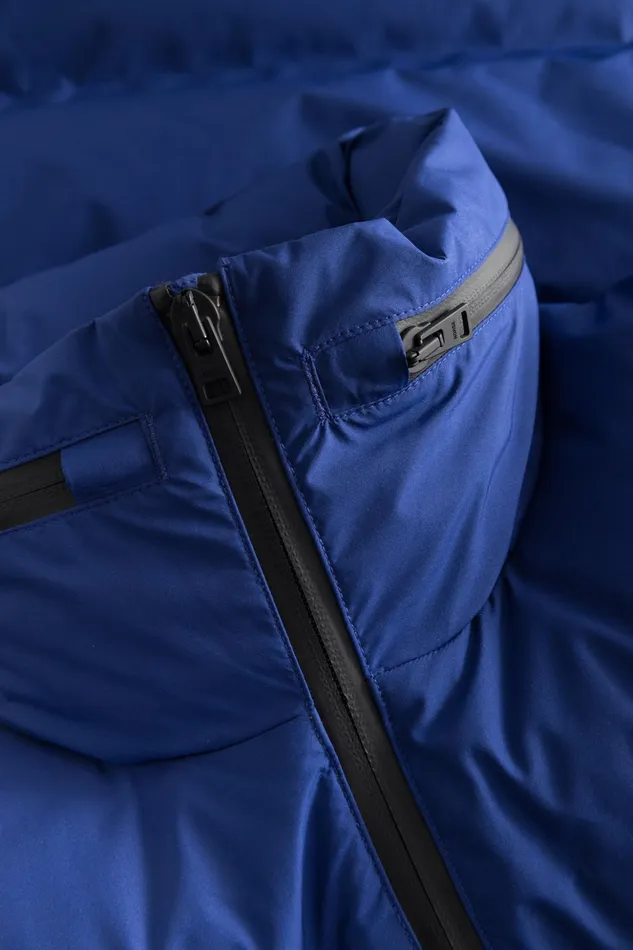 Men Norse Projects Outerwear Stand Collar Short Down Jacket Pertex Shield Cobalt Blue