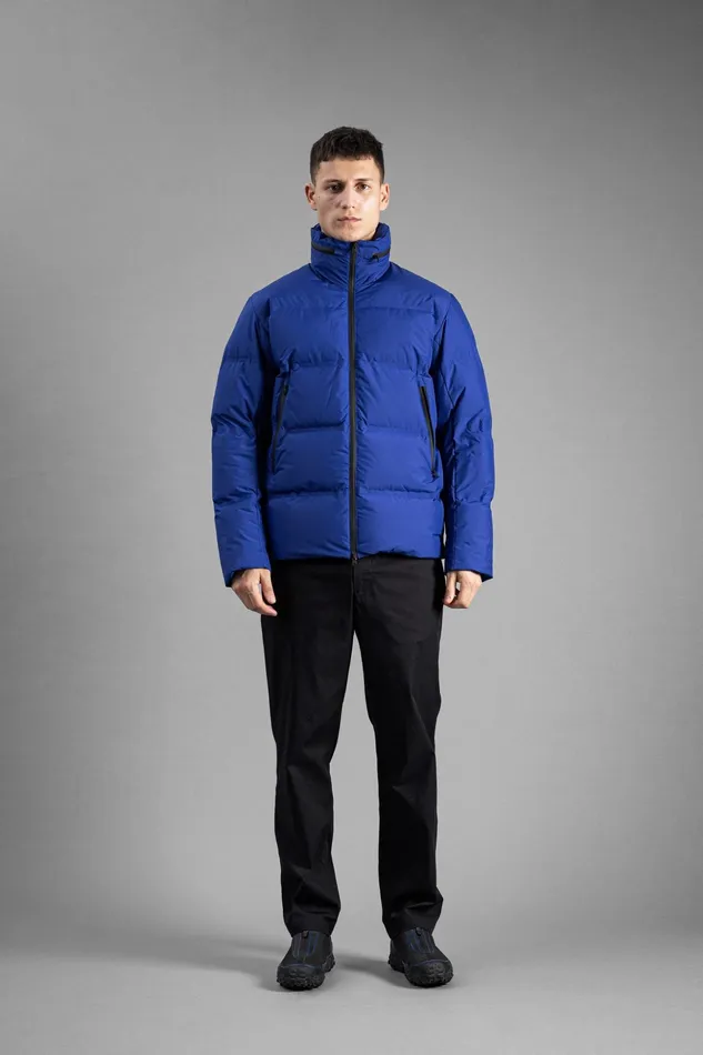 Men Norse Projects Outerwear Stand Collar Short Down Jacket Pertex Shield Cobalt Blue