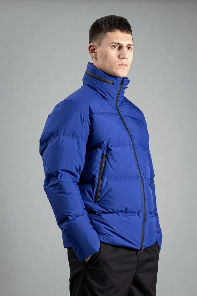 Men Norse Projects Outerwear Stand Collar Short Down Jacket Pertex Shield Cobalt Blue