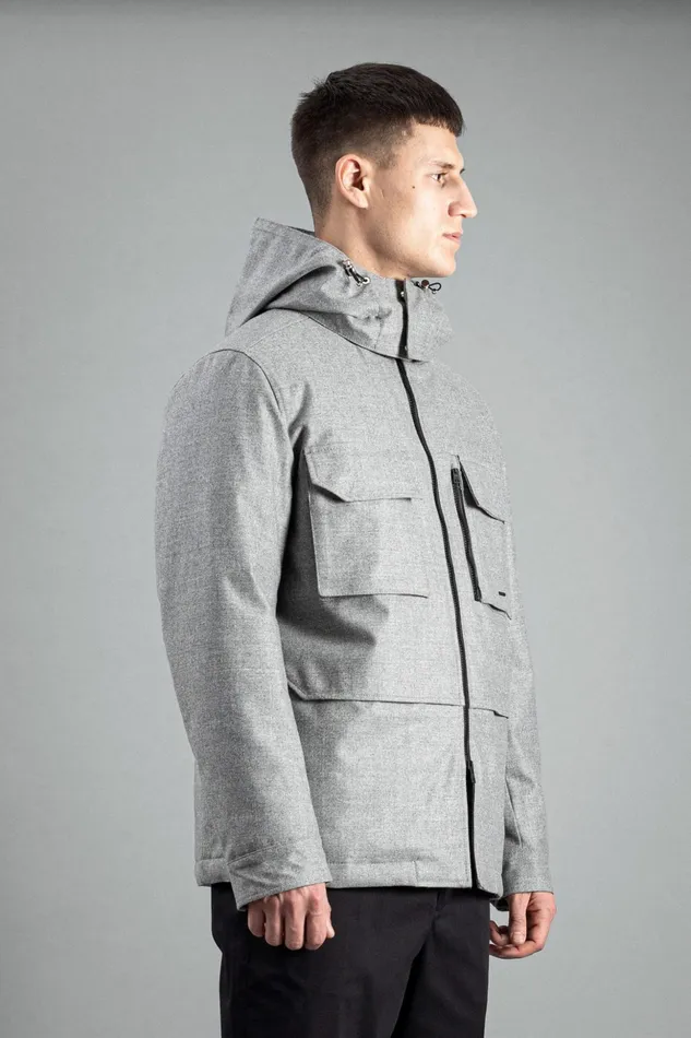 Men Norse Projects Outerwear Technical Field Jacket Loro Piana Clima System Light Grey Melange