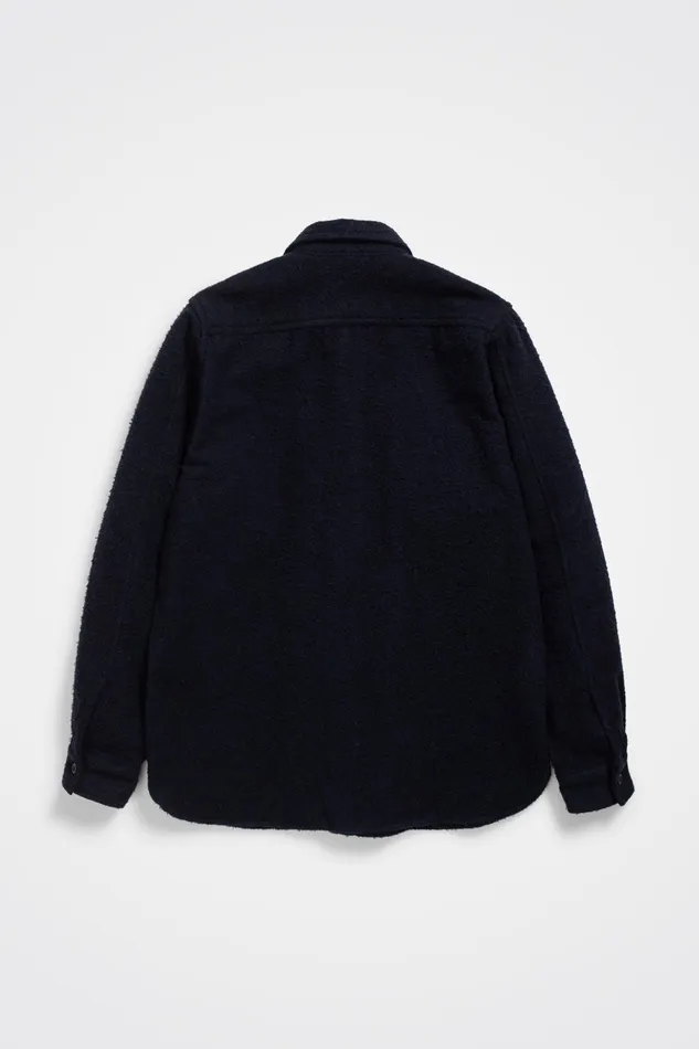 Men Norse Projects Overshirts Silas Textured Cotton Wool Overshirt Dark Navy
