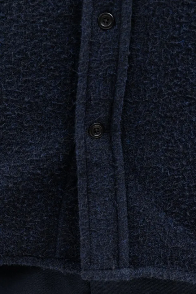 Men Norse Projects Overshirts Silas Textured Cotton Wool Overshirt Dark Navy
