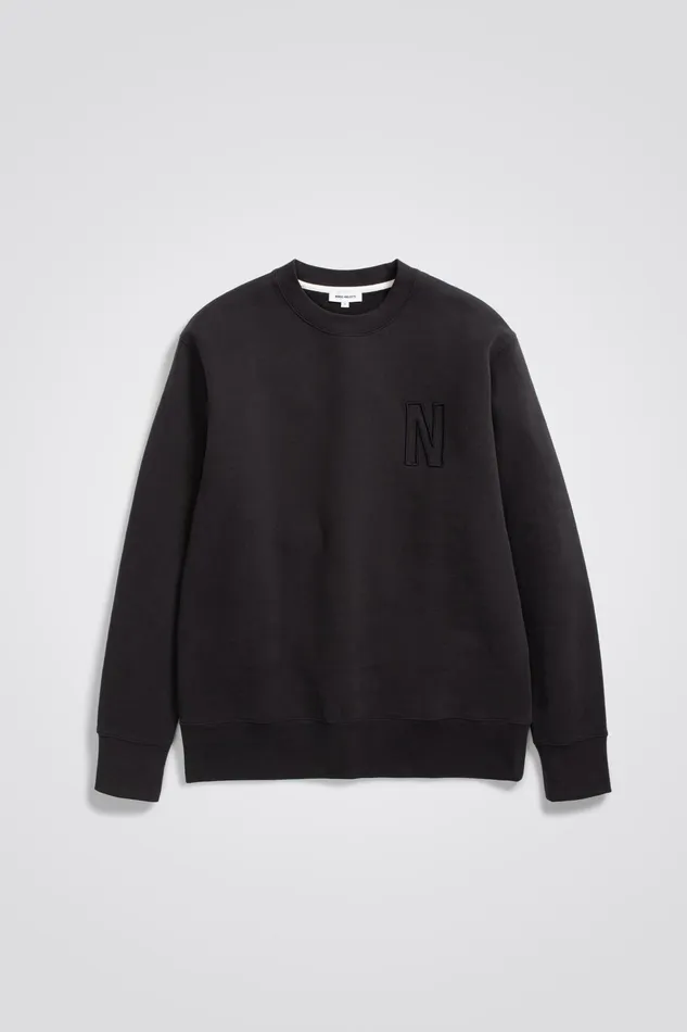 Men Norse Projects Sweatshirts Arne Relaxed Fleece N Logo Sweatshirt Black