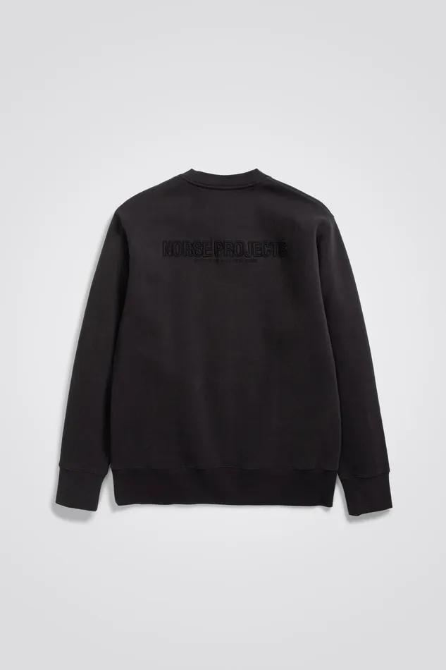Men Norse Projects Sweatshirts Arne Relaxed Fleece N Logo Sweatshirt Black