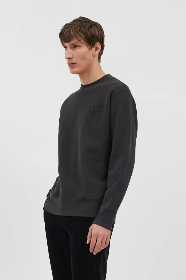 Men Norse Projects Sweatshirts Arne Relaxed Fleece N Logo Sweatshirt Black