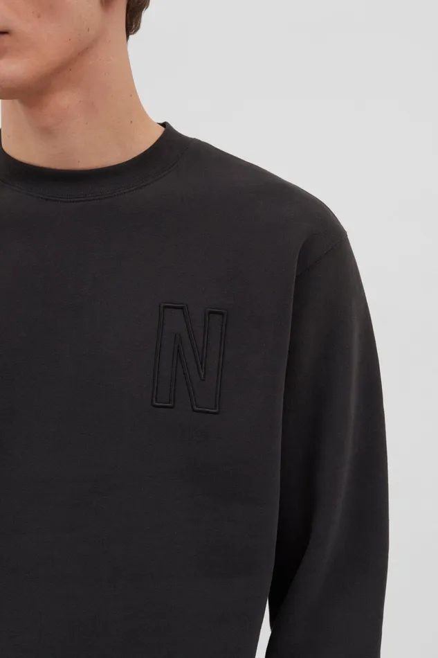 Men Norse Projects Sweatshirts Arne Relaxed Fleece N Logo Sweatshirt Black