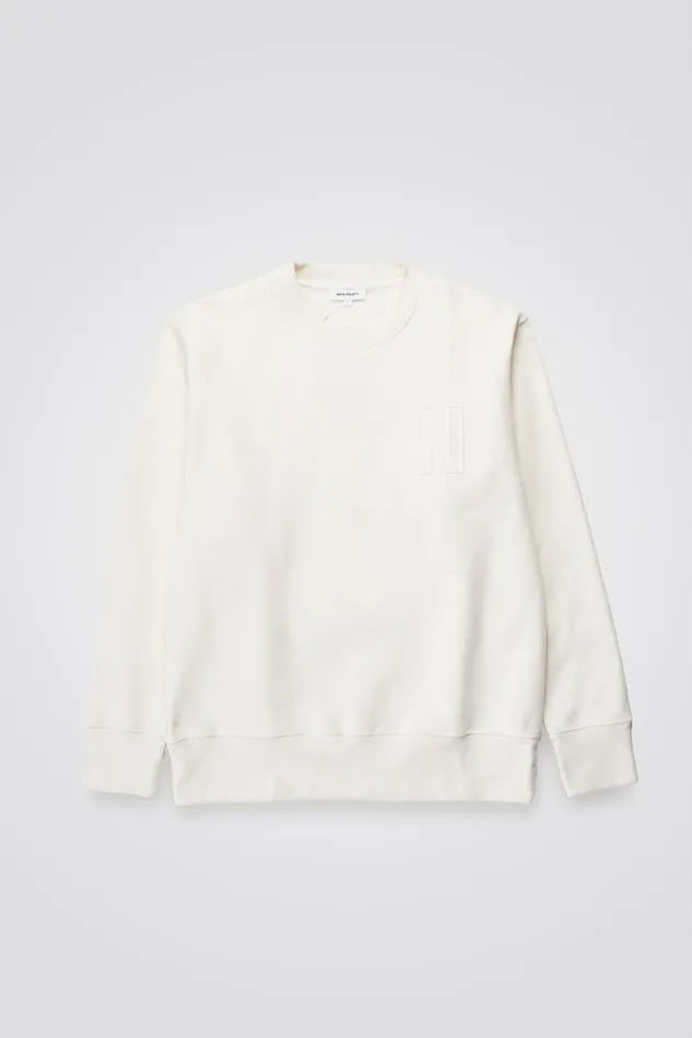 Men Norse Projects Sweatshirts Arne Relaxed Fleece N Logo Sweatshirt Ecru