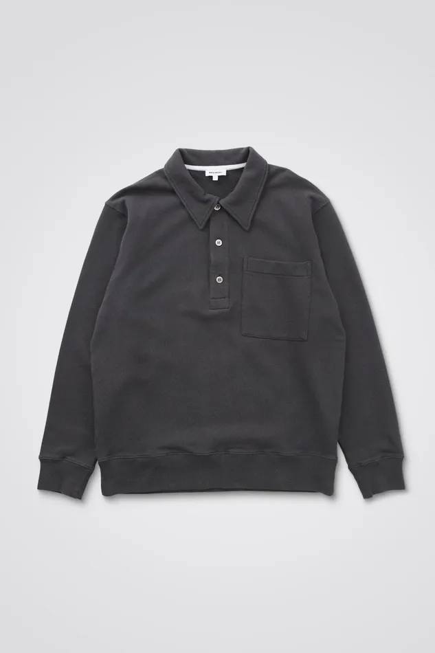 Men Norse Projects Sweatshirts Fraser Relaxed Tab Series LS Polo Battleship Grey