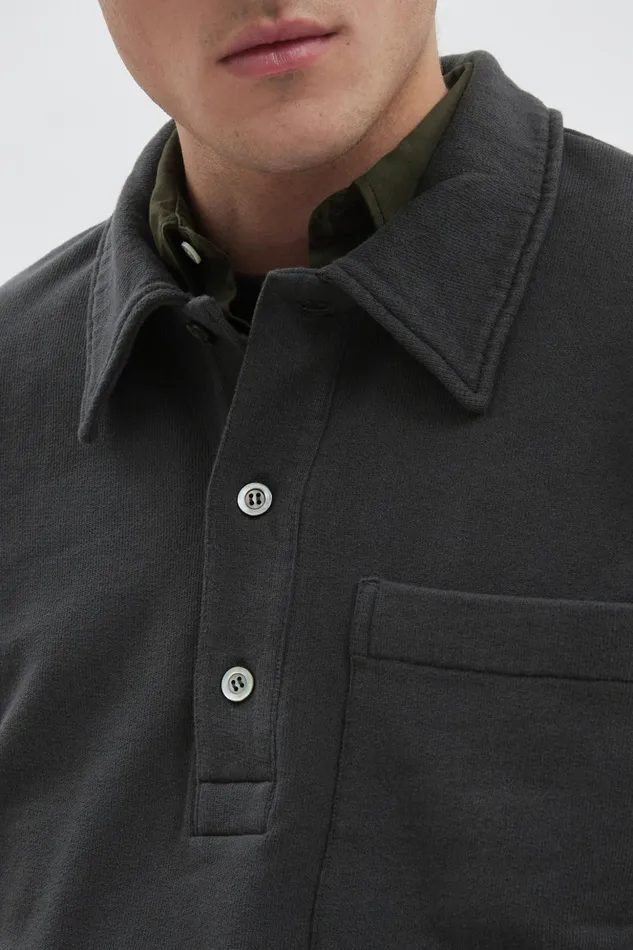 Men Norse Projects Sweatshirts Fraser Relaxed Tab Series LS Polo Battleship Grey