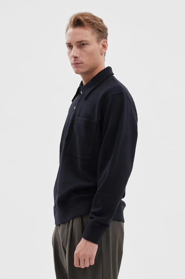 Men Norse Projects Sweatshirts Fraser Relaxed Tab Series LS Polo Dark Navy