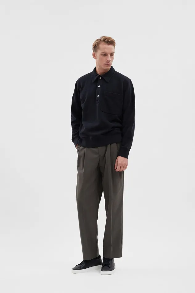 Men Norse Projects Sweatshirts Fraser Relaxed Tab Series LS Polo Dark Navy