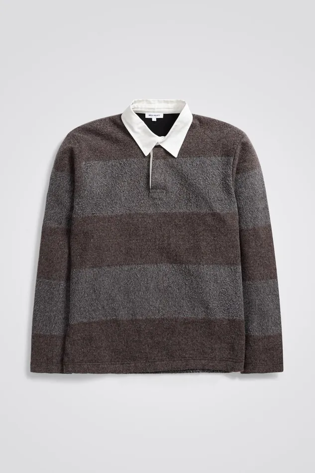 Men Norse Projects Sweatshirts Ruben Brushed Jersey Rugby LS Polo Espresso