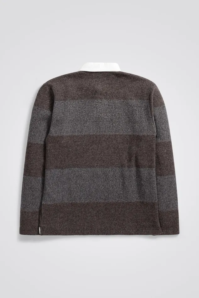 Men Norse Projects Sweatshirts Ruben Brushed Jersey Rugby LS Polo Espresso