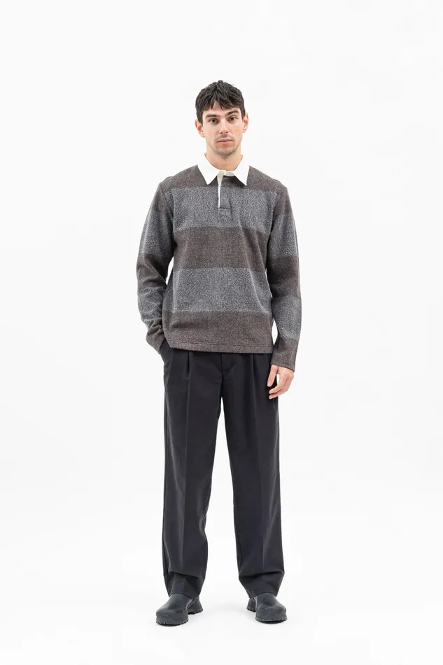 Men Norse Projects Sweatshirts Ruben Brushed Jersey Rugby LS Polo Espresso