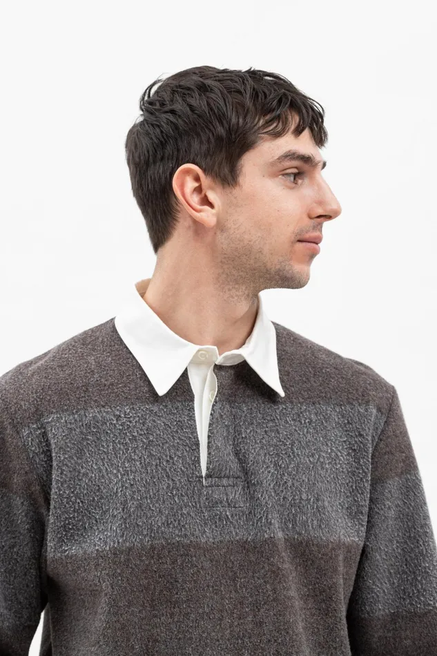 Men Norse Projects Sweatshirts Ruben Brushed Jersey Rugby LS Polo Espresso
