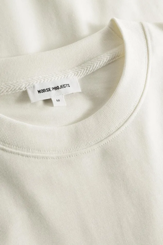 Men Norse Projects TShirts Johannes Organic Chain Stitch Logo Tshirt Ecru
