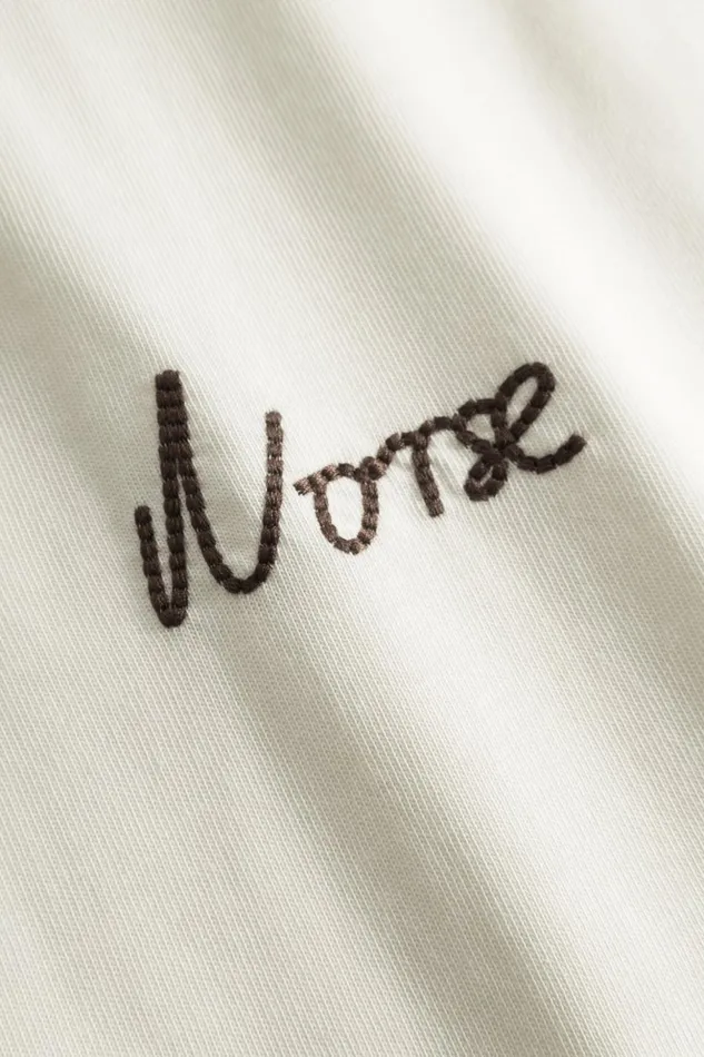 Men Norse Projects TShirts Johannes Organic Chain Stitch Logo Tshirt Ecru