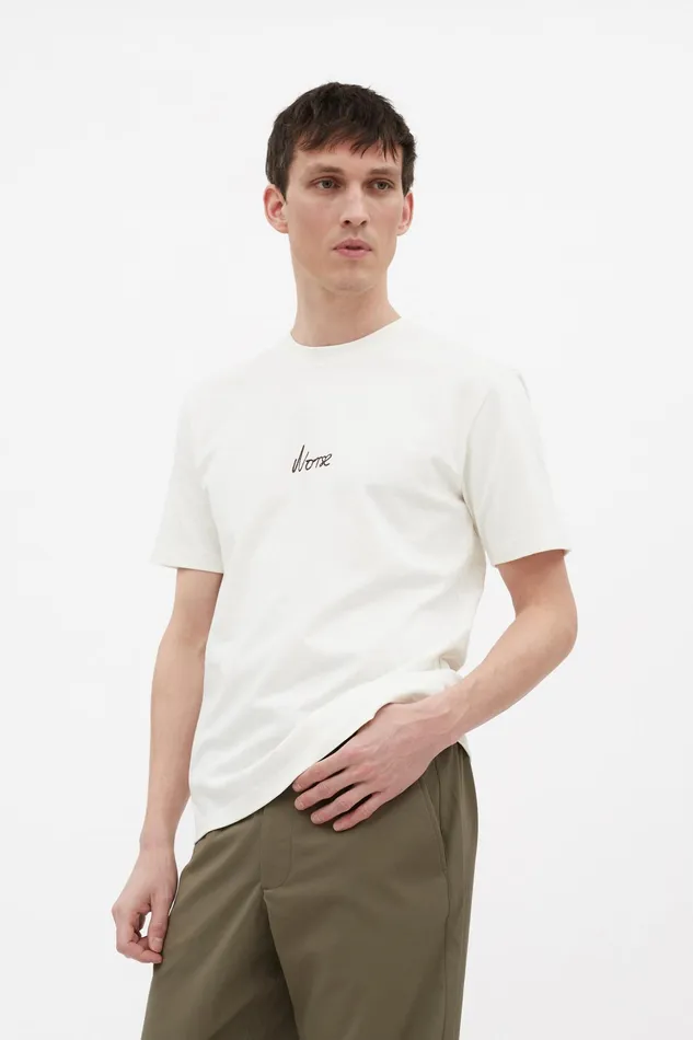 Men Norse Projects TShirts Johannes Organic Chain Stitch Logo Tshirt Ecru
