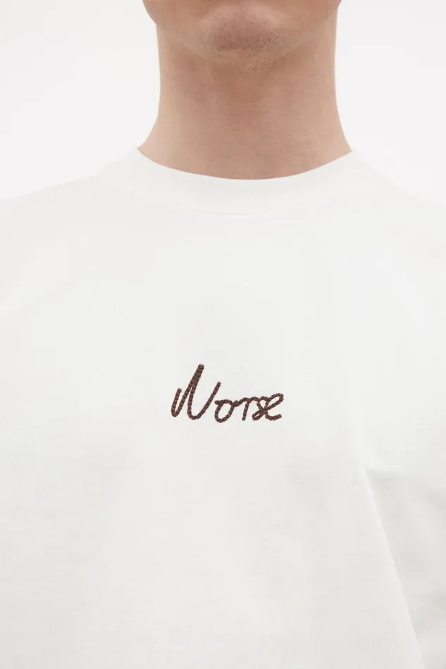 Men Norse Projects TShirts Johannes Organic Chain Stitch Logo Tshirt Ecru
