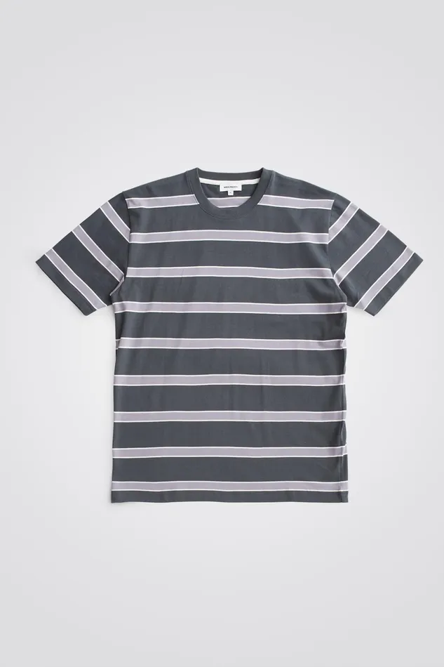 Men Norse Projects TShirts Johannes Organic Multicolour Stripe Tshirt Battleship Grey