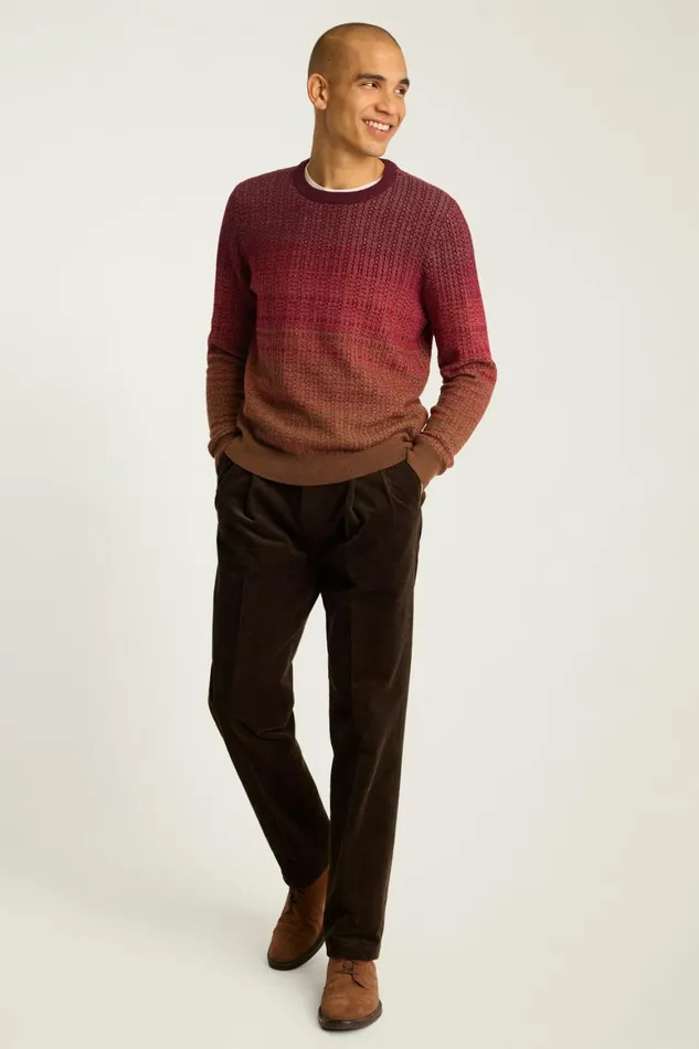 Men Ombre Crew Neck Sweater Burgundy Ombre Bonobos Crew and VNeck Sweaters