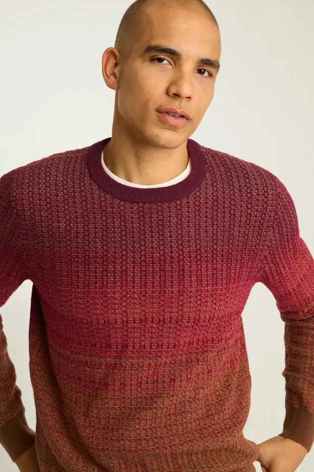 Men Ombre Crew Neck Sweater Burgundy Ombre Bonobos Crew and VNeck Sweaters