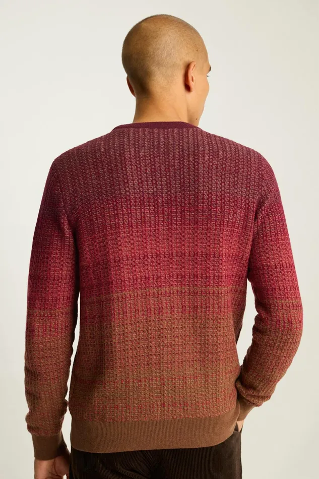Men Ombre Crew Neck Sweater Burgundy Ombre Bonobos Crew and VNeck Sweaters