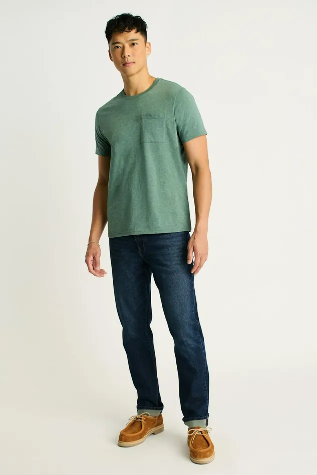 Men Organic Cotton Pocket Tee Heather Dark Green Bonobos Short Sleeve Tees