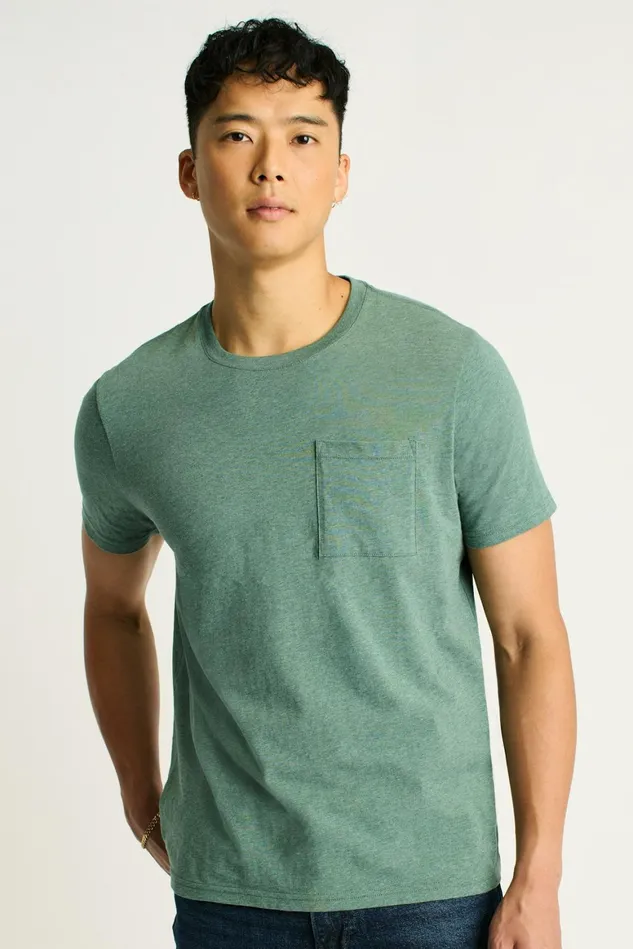 Men Organic Cotton Pocket Tee Heather Dark Green Bonobos Short Sleeve Tees
