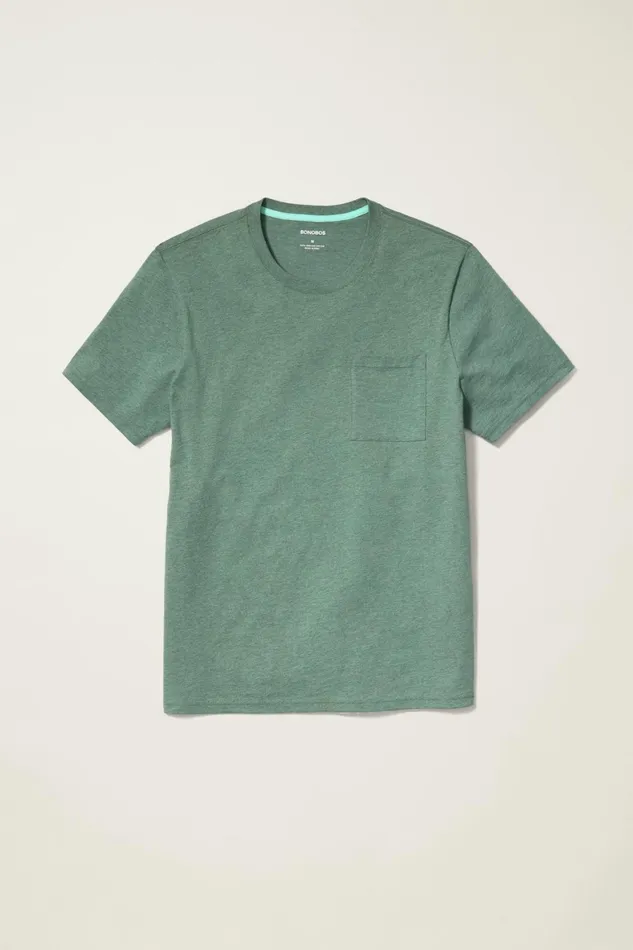 Men Organic Cotton Pocket Tee Heather Dark Green Bonobos Short Sleeve Tees