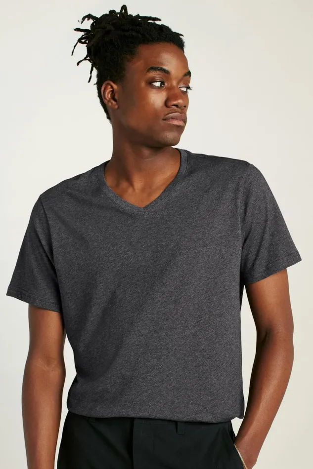 Men Organic Cotton VNeck Tee Heather Charcoal Bonobos Short Sleeve Tees