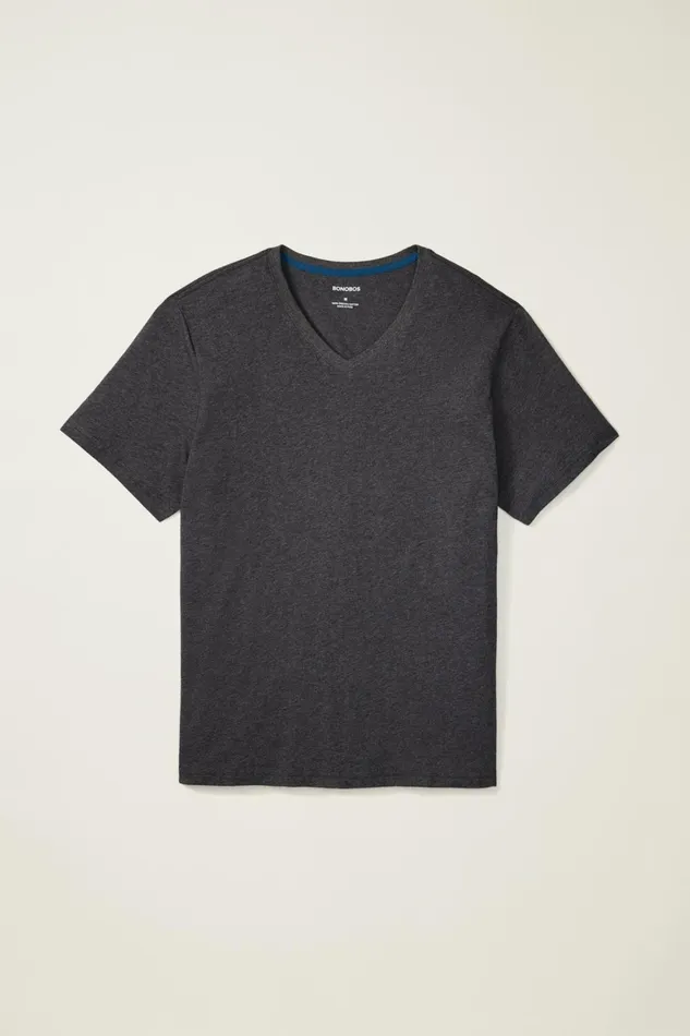 Men Organic Cotton VNeck Tee Heather Charcoal Bonobos Short Sleeve Tees