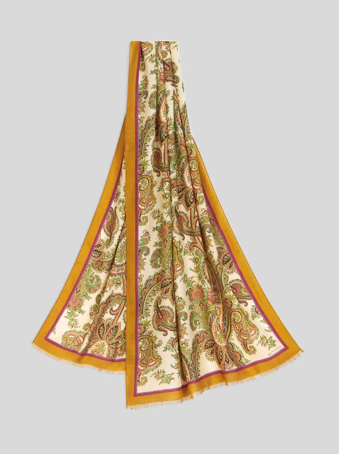 Men Paisley Cashmere And Silk Scarf Etro Scarves