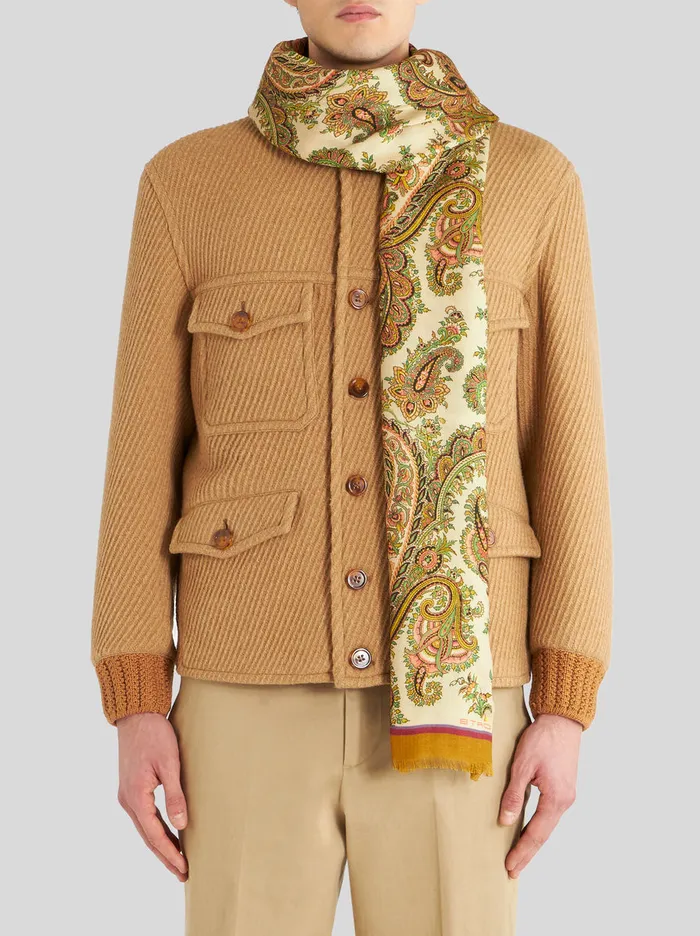 Men Paisley Cashmere And Silk Scarf Etro Scarves