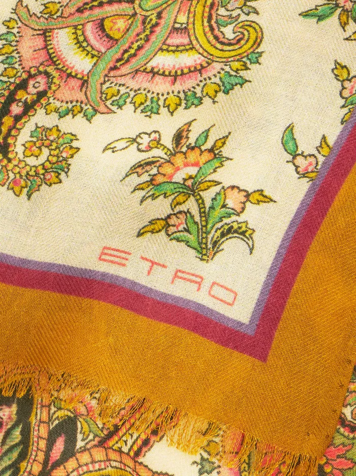 Men Paisley Cashmere And Silk Scarf Etro Scarves