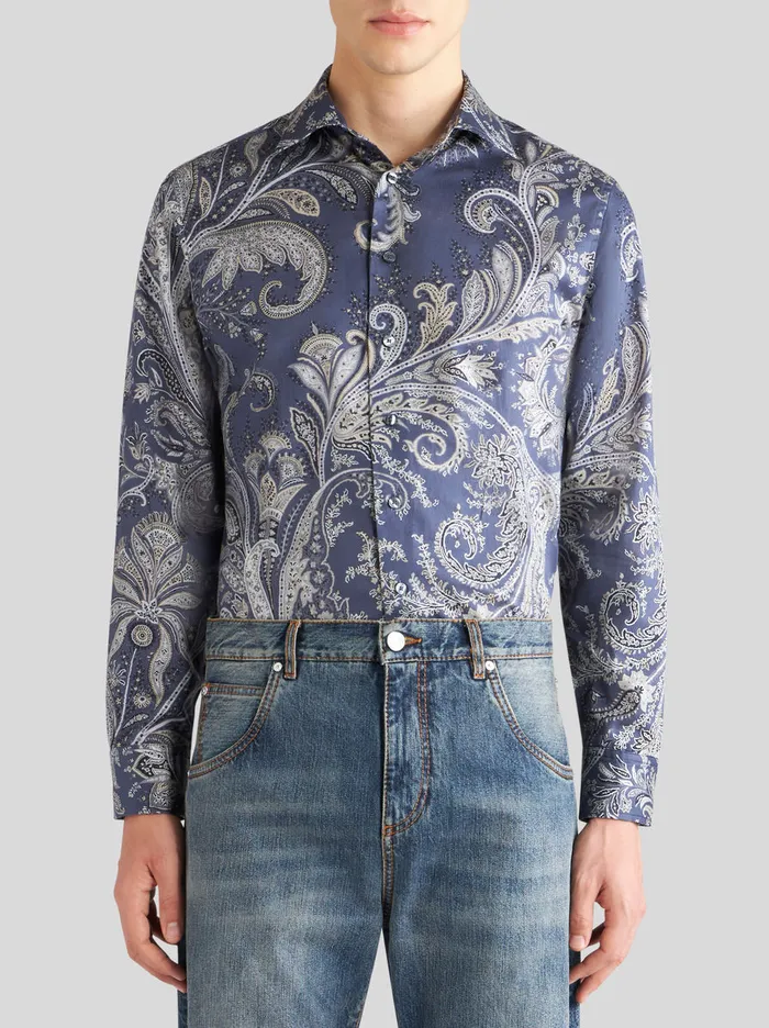 Men Paisley Cotton Shirt Etro Shirts