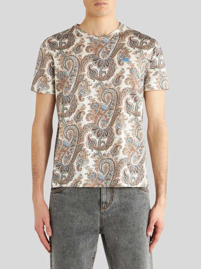 Men Paisley Cotton TShirt Etro TShirts