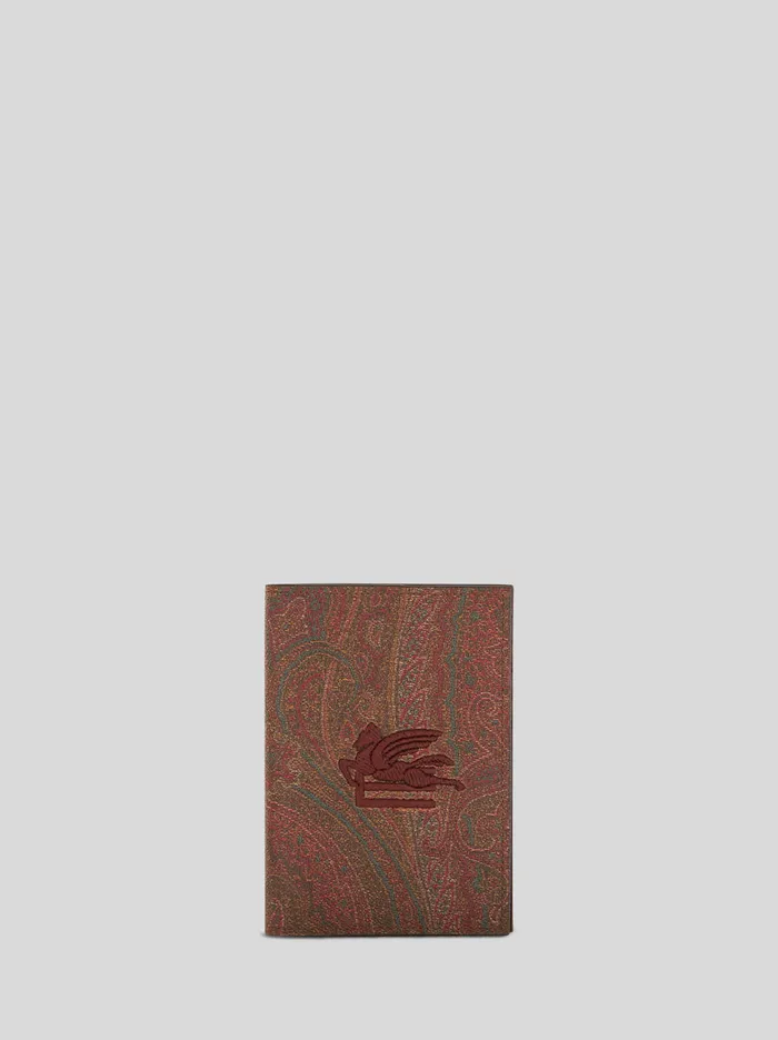 Men Paisley Passport Holder With Pegaso Etro Wallets And Credit Card Holder