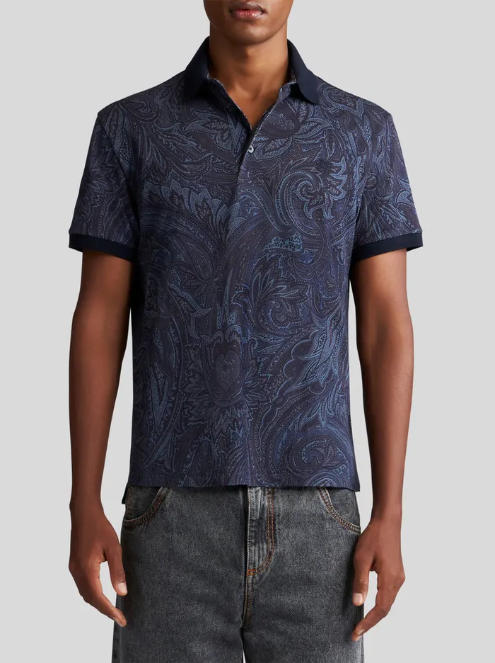 Men Paisley Polo Shirt With Logo Etro Polo Shirts