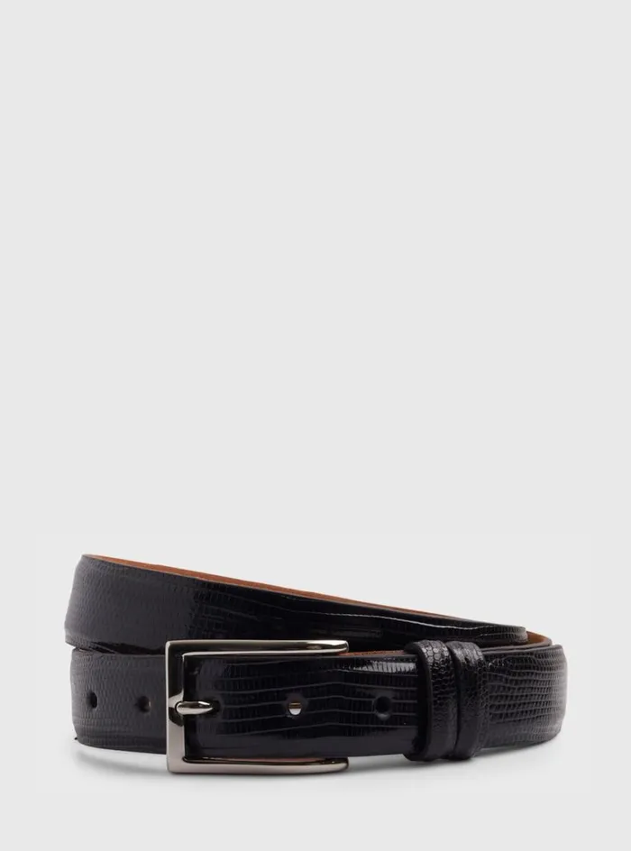 Men Paul Stuart Belts Lizard Belt Black